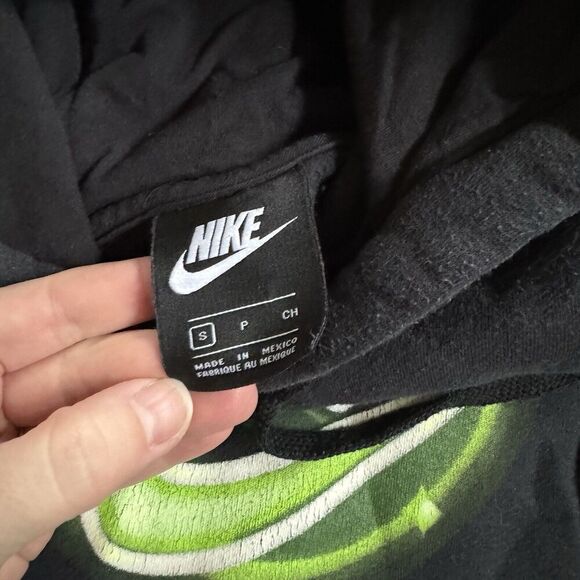 Y2K Nike Sportswear Graffiti Logo Graphic Hoodie Sweatshirt Black Green Small - Picture 6 of 7
